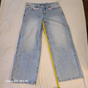 New With Tags No Boundaries Light Blue Flare Jeans with Pink Accents